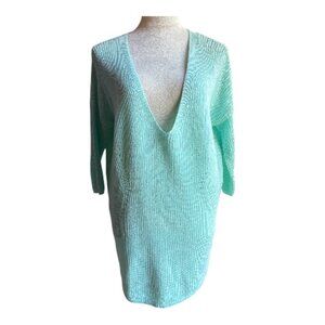 Express Knit Sweater Dress V-Neck Ribbed Textured Cozy Chic (2442-15)